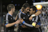 July 18, 2012; Santa Clara, CA, USA; San Jose Earthquakes forward Chris Wondolowski (8) celebrates with forward Alan Gordon (16) and midfielder Sam Cronin (4) after scoring penalty kick, but it was called back during the second half at Buck Shaw Stadium. The San Jose Earthquakes defeated the FC Dallas 2-1. Mandatory Credit: Kelley L Cox-US PRESSWIRE